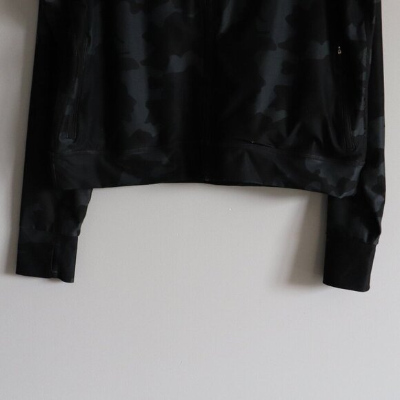 Prana Women's Sz L Camo Lanya‎ Full Zip Pocket Thumb Holes Stretch Active Jacket - Picture 9 of 13